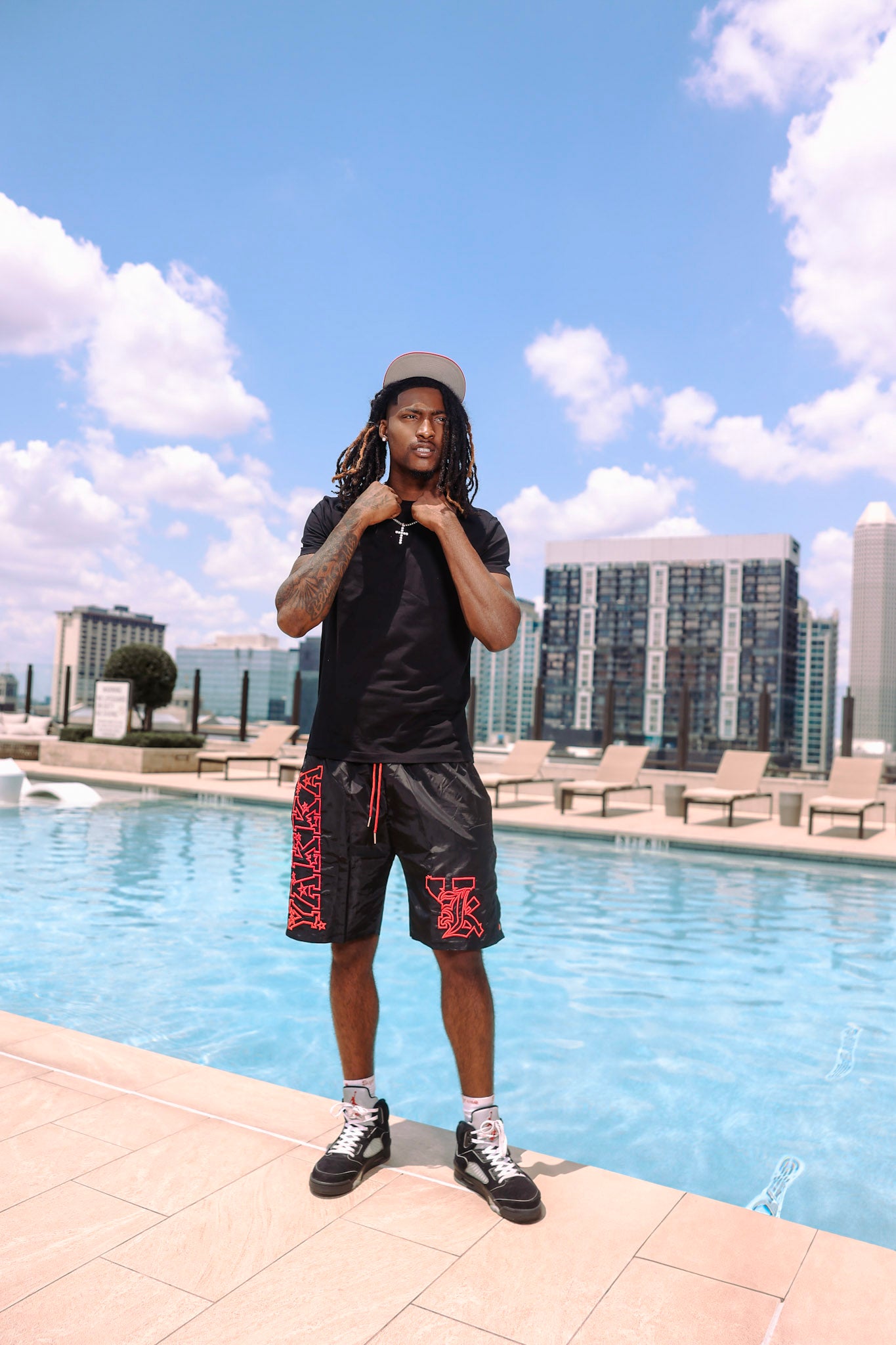 Midnight Black - Star Line Snap Shorts