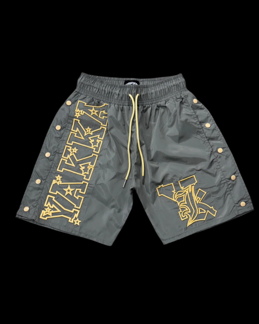 Steel Grey - Star Line Snap Shorts
