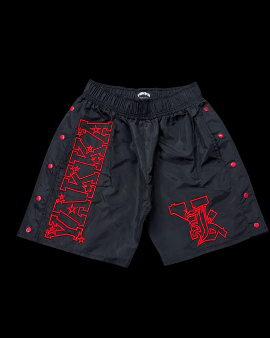Midnight Black - Star Line Snap Shorts